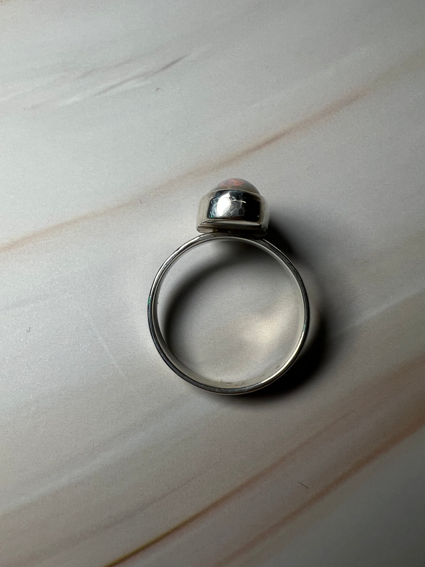 Hand crafted silver ring - size 16 mm - with solid 3.5 carats opal